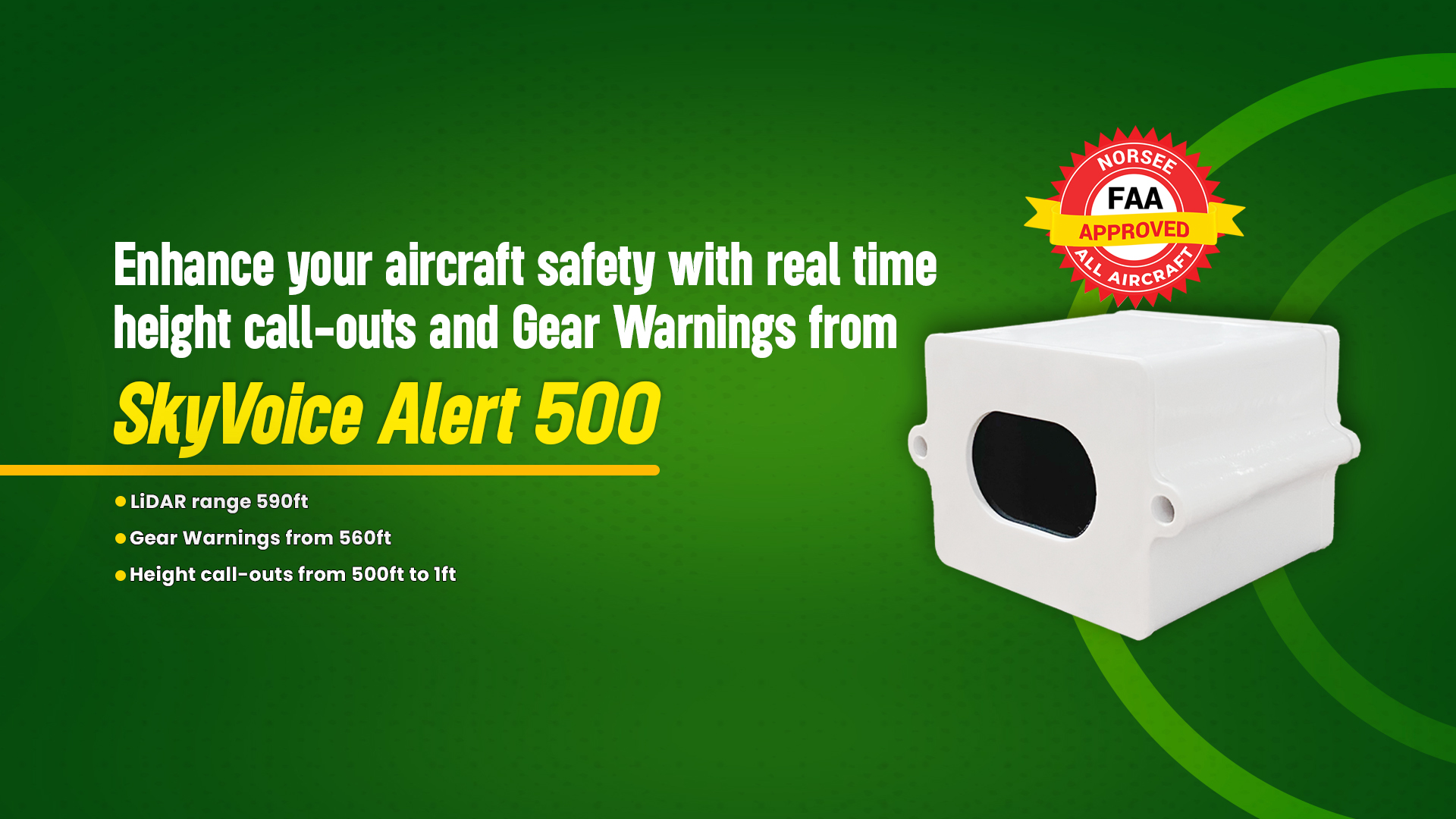 Enhance your aircraft safety with real time height call-outs and Gear Warnings from SkyVoice Alert 500