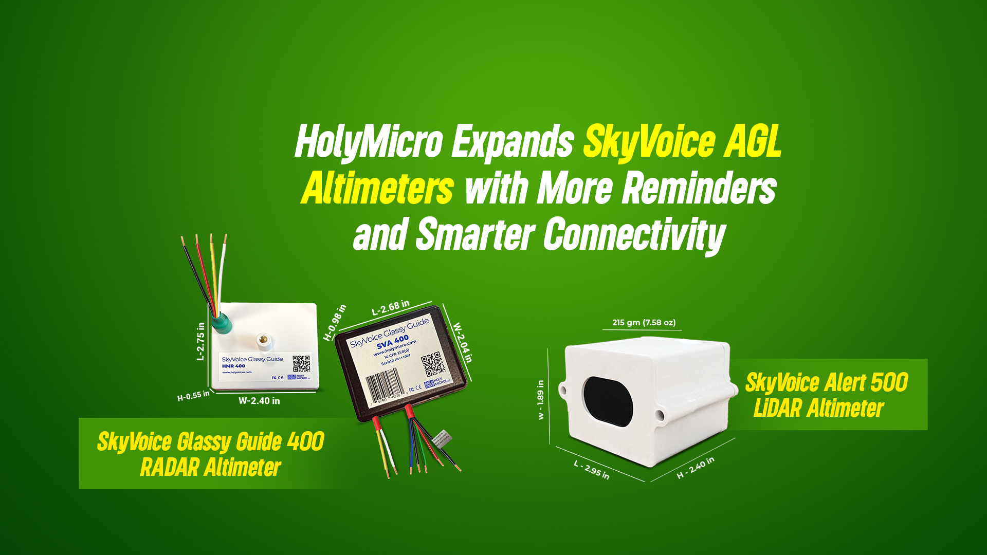 HolyMicro Expands SkyVoice AGL Altimeters with More Reminders and Smarter Connectivity